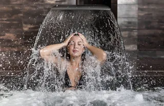 Woman in indoor pool